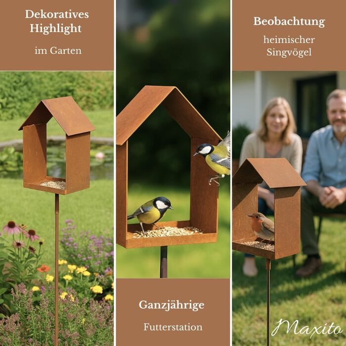 Пташник Maxito на стійкій підставці, 120 см, з металу, для саду, стійкий до погодних умов, декор для саду