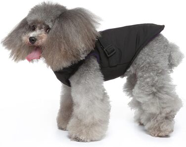 Зимові куртки, жилети та шлейки для собак, чорний колір (M). Куртки 2-в-1, без тягнучки, підходять для цуценят, собак маленьких та середніх порід.