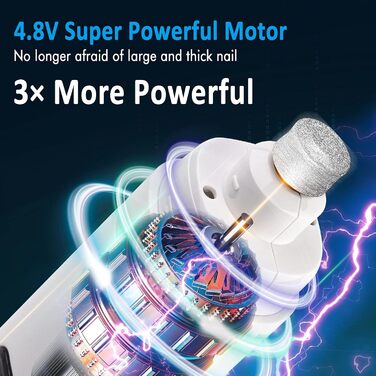 Електричний точило для собачих кігтів Casfuy з 2 LED-лампами - 4.8V, 2 швидкості, для середніх собак, тихе, перезаряджуване