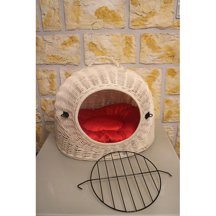 Транспортний кошик для котів, котяча печерка, кошик з плетіння лози з подушкою