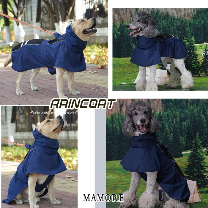 Водонепроникний дощовик для собак, регульований, дихаючий, з отвором для шлейки, жовтого та білого кольору (XXXL) та темно-синього та чорного (XL)