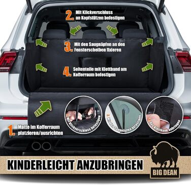 Захисна килимок у багажник BigDean для собак та багажу з захистом бокових стінок та бампера – водонепроникний та брудовідштовхуючий