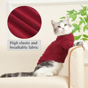 Пуловер для безшерстних котів Sphynx, теплий, червоний, XL. Костюм для кота, теплий пуловер, костюм на Новий Рік.