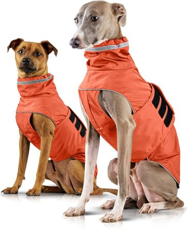 Дощовик для собак ZAUBERPFOTE® London Orange, великий, водонепроникний, з YKK® блискавкою