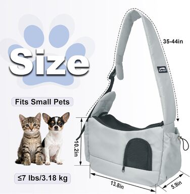 Транспортувальна сумка для собак та котів, до 3,2 кг, дихаюча, з кишенями, сірого кольору