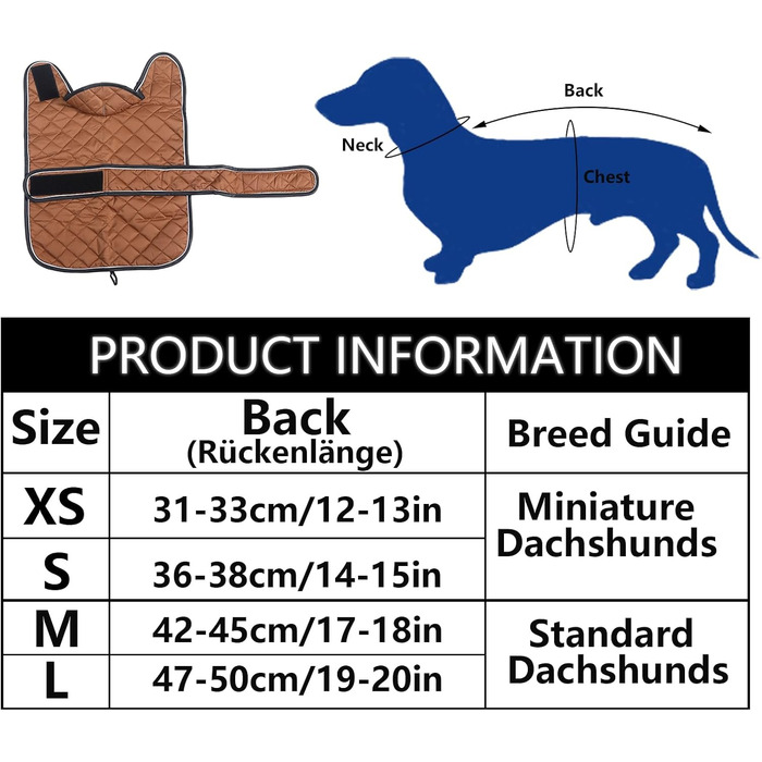 Зимовий теплий одяг для такс (дрібних та середніх) - куртка з плюшем, регульованим поясом та отвором для повірця, колір зелений, розмір L, колір коричневий