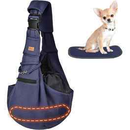 CUBY Слінг для собак та котів - Слінг-рюкзак для маленьких собак та котів, темно-синій, з регульованим підголовником