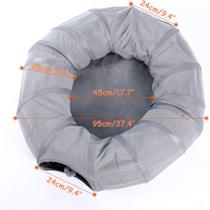 PAWZ Road Тоннель для котів, іграшка-тоннель, сірий, кругла форма