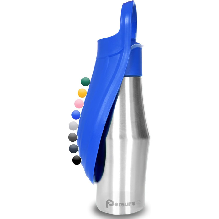 Водяна пляшка для собак, 765 мл, нержавіюча сталь, противитікання, для прогулянок та активного відпочинку (блакитна)