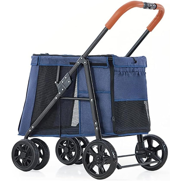 Візок для собак великих порід, переноска для тварин до 30 кг, візок-переноска для собак, котів, візок-бігун, складний, блакитний
