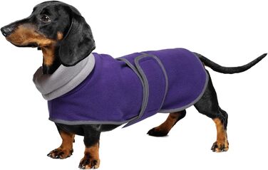 Теплий зимовий одяг для собак - курка для такси, мініатюрного такси, тепла регульована куртка для собак, жилет для собак з отвором для шлейки - XS (довжина спини: 31-33 см), M (довжина спини: 42-45 см), фіолетовий