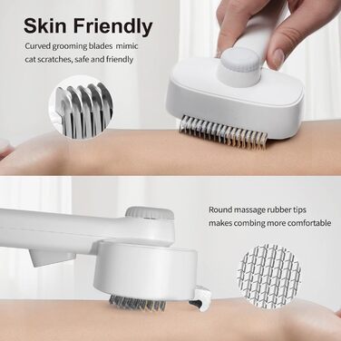 Щітка для котів 2-в-1 з кнопкою вивільнення, для довгошерстих та короткошерстих котів, видалення підшерстка, зняття ворсу (біла)