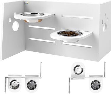 Підвищений годівниця для собак PawHut з регулюванням висоти, антизатримкова підстилка, 2 x 1000 мл, повільна годівниця, годівнича станція для середніх собак та котів, білий