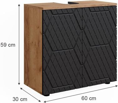 Підмивальна тумба Vicco Irma, дуб Goldkraft/антрацит, 60x59 см, смугастий антрацит