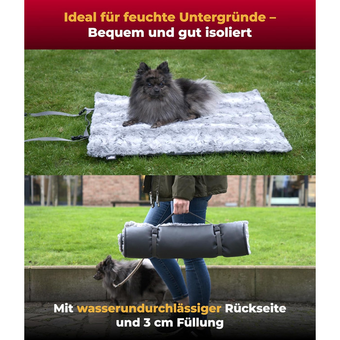 Німецька туристична ковдра для собак Outdoor, міцна та водонепроникна, 55x75 см, з Vlies-наповнювачем, прання при 40°C, Shadow