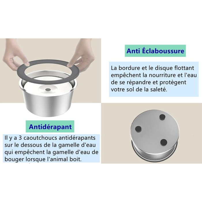 Миска для води для собак Yonphy 3L: Без розливання, з нержавіючої сталі, миска для води та корму, для собак та котів (сіра)