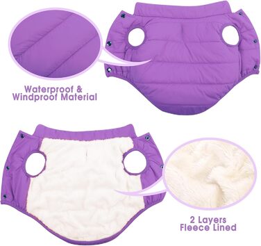 Зимовий теплий одяг для собак ASENKU: водонепроникна куртка та жилетка з флісовою підкладкою (Lila, XS)