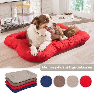 Ортопедичне ліжко для собак KAHU® з віскоеластичної піни (50x76 см) • М'яке та зручне ліжко для собак • Вологостійке та легко миється • Синій колір (89 x 66 x 8 см)