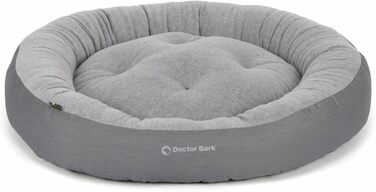 Кругле м'яке ліжко для собак Doctor Bark GreenLabel, 50x40 см, сірий (S)