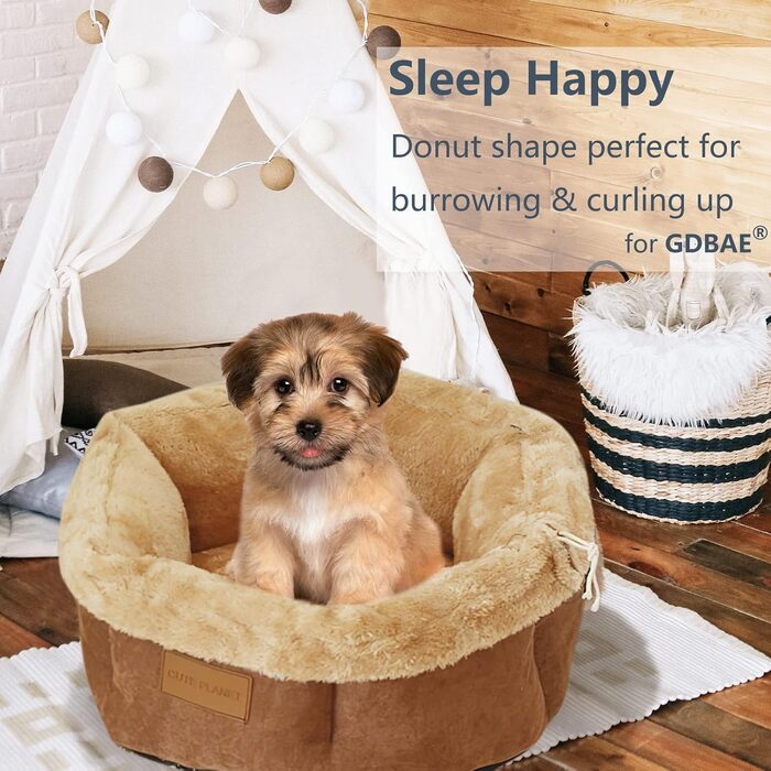 Кругле ліжко для котів та собак Galatée, м'яке та затишне, з антиковзною основою (M, коричневе)
