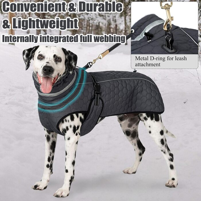 Водонепроникний зимовий теплий куртка для собак з підсумком для повідка. Підходить для малих, середніх та великих собак. Сірий колір.