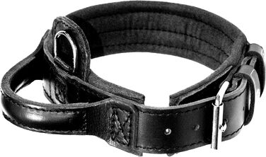 Шкіряний нашийник для собак Dingo Gear Drago, з ручкою, амортизований, чорний, ручна робота, 40-48 см