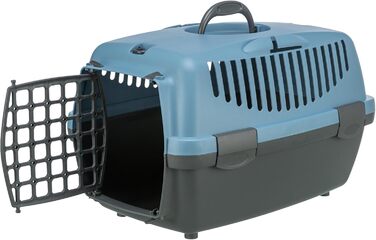 Транспортний бокс для тварин TRIXIE Capri 1, XS: 32x31x48 см, ручка, пластик, темно-сірий/пастельно-блакитний