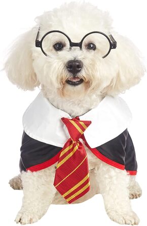 Сорочка для собак на Хелловін Impoosy: кумедний костюм кота-чаклуна, м'який одяг з окулярами (розмір M, обхват шиї 35,6 см) чорний