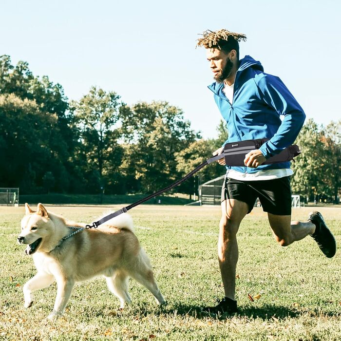 Сумка для ласощів для собак, поясна сумка для собак, аксесуари, мішок для ласощів з дозатором кульок для прибирання, світловідбиваюча еластична стрічка на талії для прогулянок, походів та дресирування (з 1 повідком, чорного кольору)