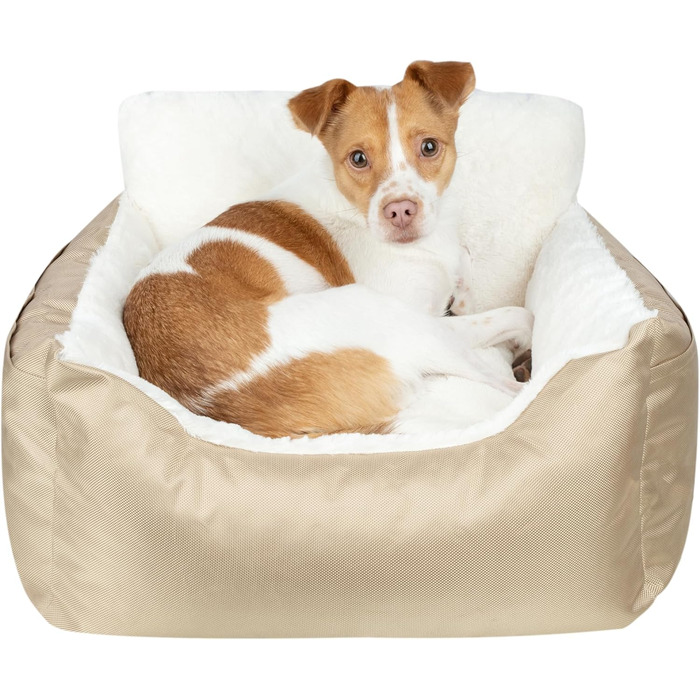 Підвищення для собак у машину, вантажівку, SUV. З м'яким плюшевим килимком та високими бортиками. Зміцнені ремені безпеки. Чорний. 53x50x35 см