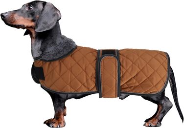 MOREZI Теплий зимовий одяг для собак - водонепроникний пуловер для такс з вовняною підкладкою та регульованими ременями, теплий зимовий одяг для маленьких собак на вулицю, зелений, S (довжина спини: 36-38 см), зелений (M (довжина спини: 42-45 см), коричне