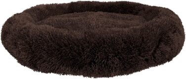 BENNO® Hundebett BALU - Кругле ліжко для собак 70x70x16 см, коричневе, з підстилкою, антиковзаюче, з іграшкою, миється