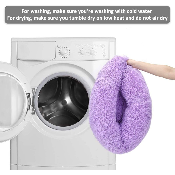 Кругле ліжко для собак та котів Donut, плюшеве, миється, 110 см (фіолетовий)