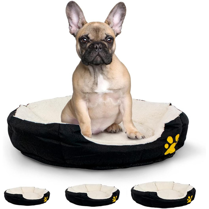 Mobiclinic® Pets Ліжко для собак і котів Pluto, європейський бренд, машинне прання, антиковзке дно, надм'яка тканина, зручно, різні розміри, чорний/білий