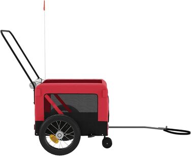 Перетягувач для собак на велосипеді Robuster - Oxford, залізо, PVC, червоний & чорний, 120x54,5x53 см - з PVC-дах та зручною платформою, для маленьких собак та домашніх тварин, модель 93929