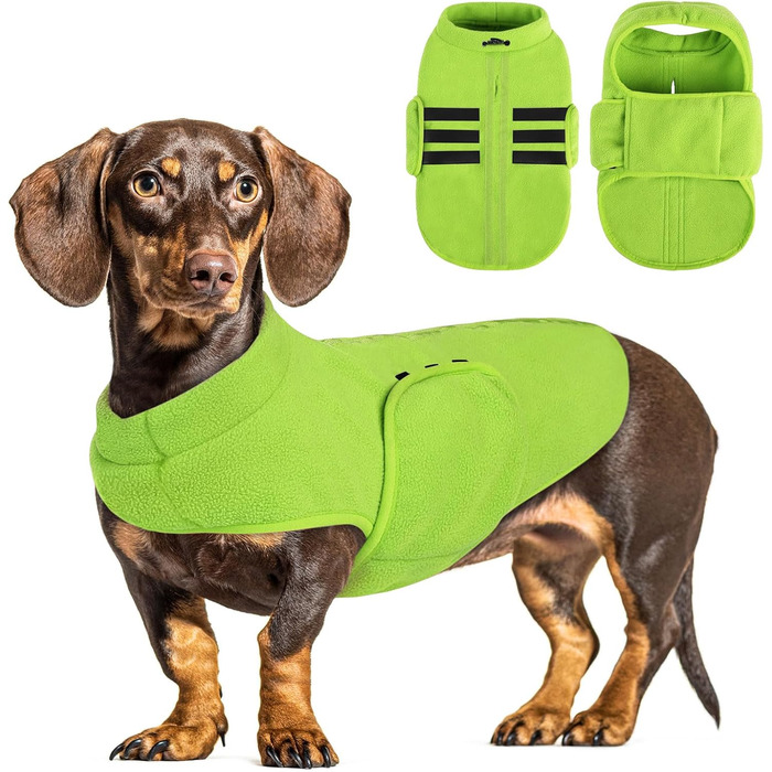 Теплий флісовий жилет для собак: зручний жилет-кофта для маленьких та середніх собак, теплий, м'який, з отвором для шлейки, зелений (L)