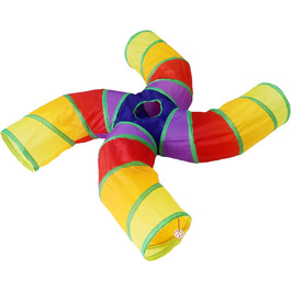 Туннель для котів Bemodst Regenbogen, S-подібний, інтерактивний, 4-х стороння іграшка-лабіринт для котів, кроликів, хом'яків, цуценят