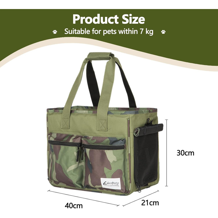 Транспортна сумка для котів та собак Galatée, складана, схвалена авіакомпаніями, для тривалих подорожей (зелена)