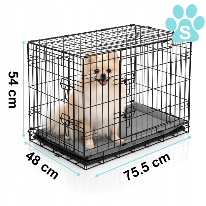 Клітка для малих собак Pethaus зі сталі з порошковим покриттям, 47,5 x 75,5 x 54 см