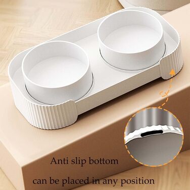 Дві миски для котів білого кольору, запобігають болю в шиї, миска для домашніх тварин, знімна, проти блювоти, керамічна миска, запобігає перекиданню, миска для корму котів з іграшковим м'ячиком, для кошенят, цуценят, собак, зелена, 33*17*6 см