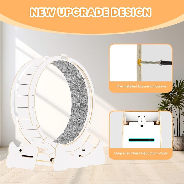 Катання для котів Homegroove, 113 см - біле, XL. Бігове колесо для котів знімним килимком для схуднення та здоров'я
