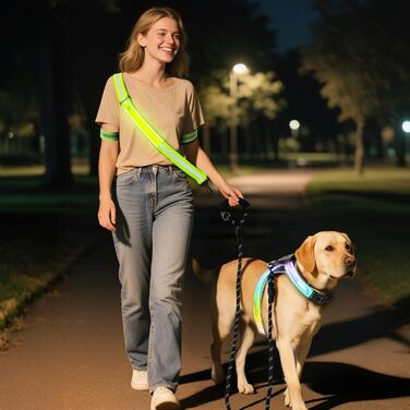 Світловідбиваюче обід для собак з LED-підсвічуванням, регульований, 1,5м, для нічних прогулянок