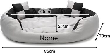 Крісло-ліжко для собак та котів Lionto 4-в-1 з водовідштовхувальною підстилкою Oxford, 85x70 см, міцне, з глибоким входом, сіре/чорне (з написом)