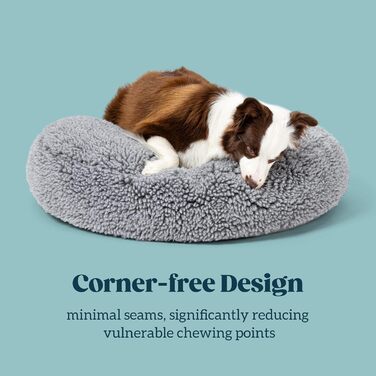 Лежанка для собак з міцного матеріалу, стійка до кусання - кругла, пухнаста, для агресивних собак, 63 см, сірий колір