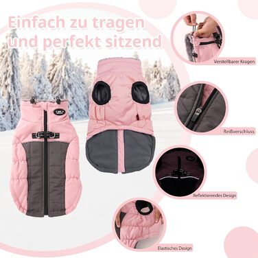 Тепла зимова жилетка для собак Savlot з D-порогом (3XL, рожева)