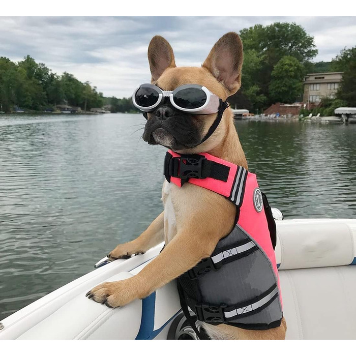 Жилет для плавання собаки VIVAGLORY, спортивний стиль, для човнів, S/M (56-64 см окружність грудей, Neon-Rosa)