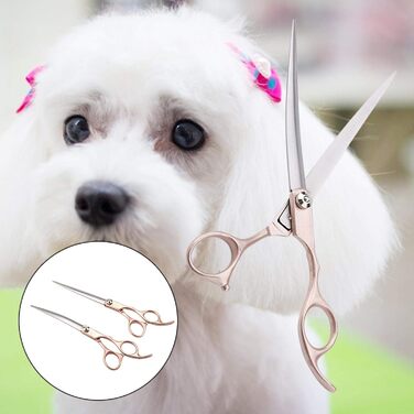 Набір професійних ножиць для грумінгу собак, 4 шт. Золота ручка, ножиці для стрижки собак, прямі та вигнуті