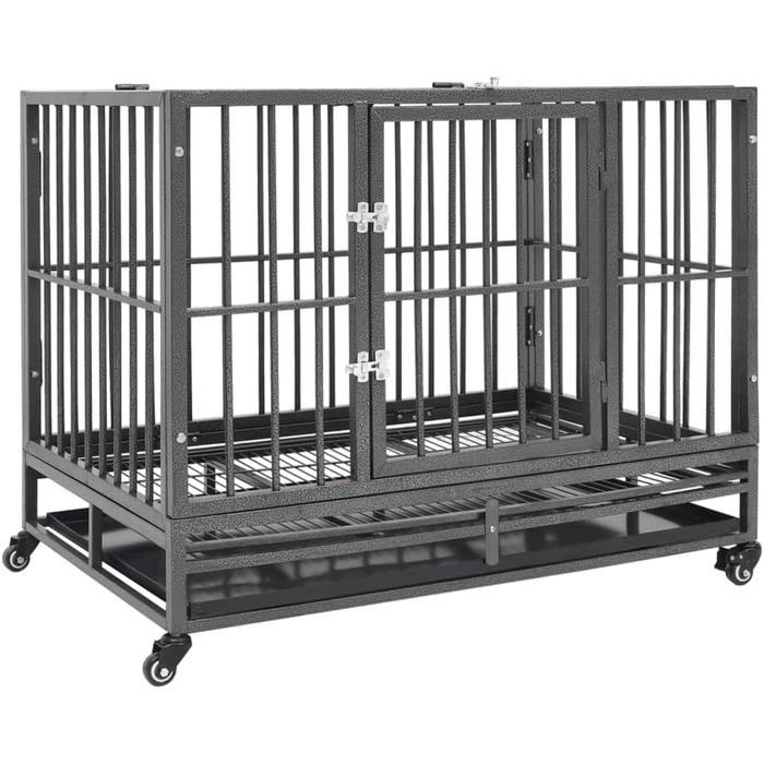 Клітка для собак з колесами vidaXL, сталева, 102x72x85 см, транспортна переноска