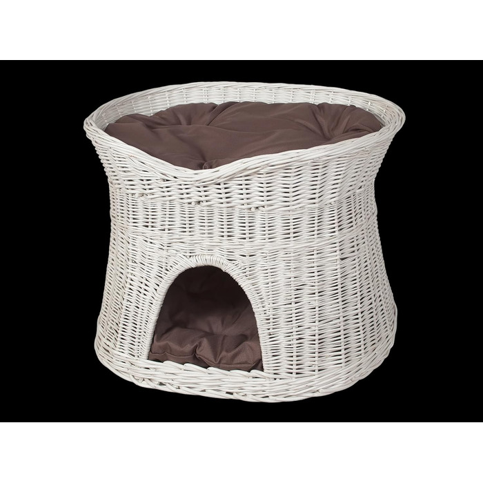Двоярусне ліжко-будка для котів та собак з подушками, коричневе/біле, 60 см (XL)