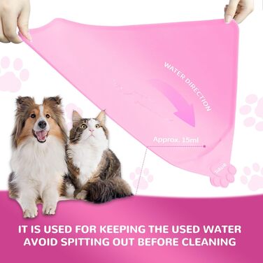 Водонепроникний килимок для годування домашніх тварин з високими бортиками, 55 x 38 см, силіконовий, неслизький, для собак та котів, запобігає розливанню води (рожевий, 48 x 30 см)
